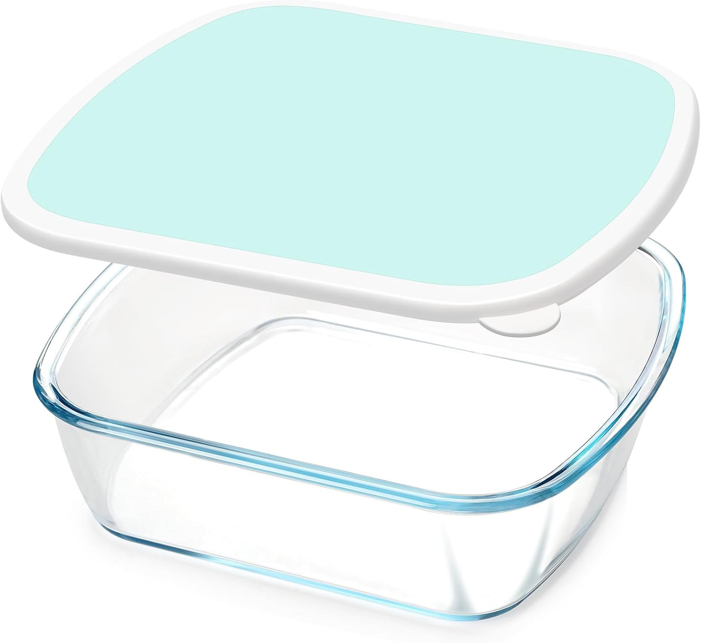 NUTRIUPS Glass Baking Dish with BPA Free Lids, Square Baking Pan, Glass Casserole Dish for Oven Dishwasher Safe, Baking Pan for Lasagna, Risotto (Green White Contrast, 2.6L)