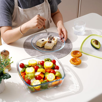 NUTRIUPS 9 x 9 Glass Baking Dish with Lid, 9 x 9 Baking Pan, 2.75QT LARGE and DEEP Baking Dish for Oven (Yellow, 2.6L)