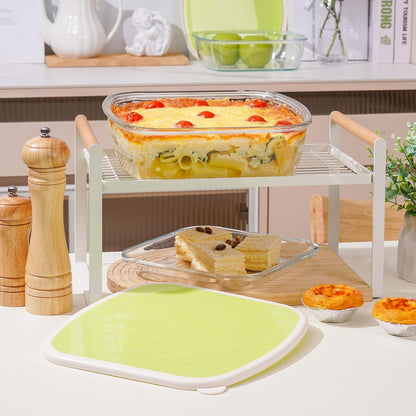 NUTRIUPS Glass Baking Dish with BPA Free Lids, Square Baking Pan, Glass Casserole Dish for Oven Dishwasher Safe, Baking Pan for Lasagna, Risotto (Yellow White Contrast, 2.6L)