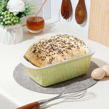 NUTRIUPS 9 x 6 Inch Rectangular Ceramic Loaf Pan for Baking Bread (Yellow)