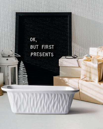 NUTRIUPS 9 x 6 Inch Rectangular Ceramic Loaf Pan for Baking Bread (White)