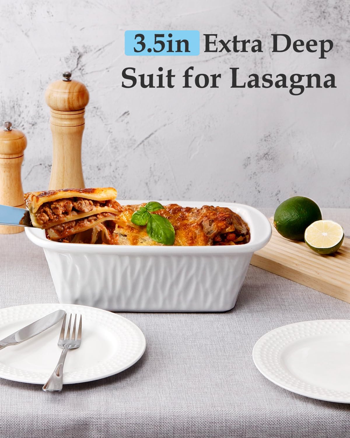 NUTRIUPS 9 x 6 Inch Rectangular Ceramic Loaf Pan for Baking Bread (White)