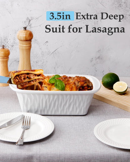 NUTRIUPS 9 x 6 Inch Rectangular Ceramic Loaf Pan for Baking Bread (White)