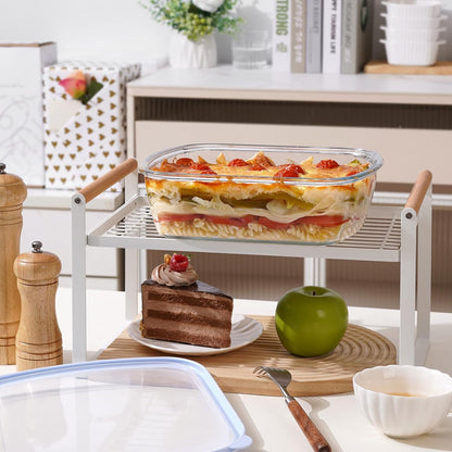 NUTRIUPS Glass Baking Dish with BPA Free Lids, Square Baking Pan, Glass Casserole Dish for Oven Dishwasher Safe, Baking Pan for Lasagna, Risotto (Blue, 2.6L)