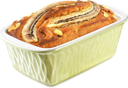 NUTRIUPS 9 x 6 Inch Rectangular Ceramic Loaf Pan for Baking Bread (Yellow)