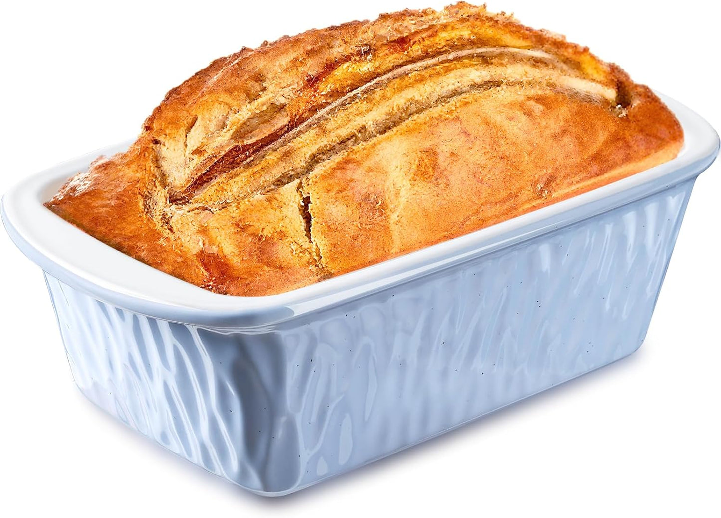 NUTRIUPS 9 x 6 Inch Rectangular Ceramic Loaf Pan for Baking Bread (Blue)