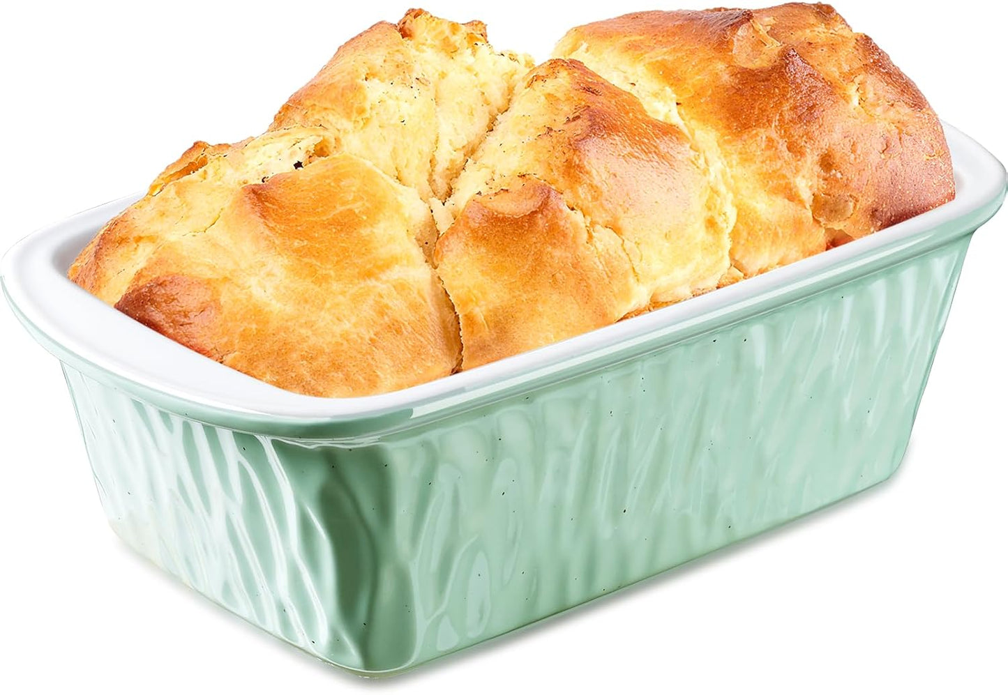 NUTRIUPS 9 x 6 Inch Rectangular Ceramic Loaf Pan for Baking Bread (Green)