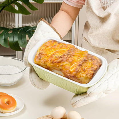 NUTRIUPS 9 x 6 Inch Rectangular Ceramic Loaf Pan for Baking Bread (Yellow)