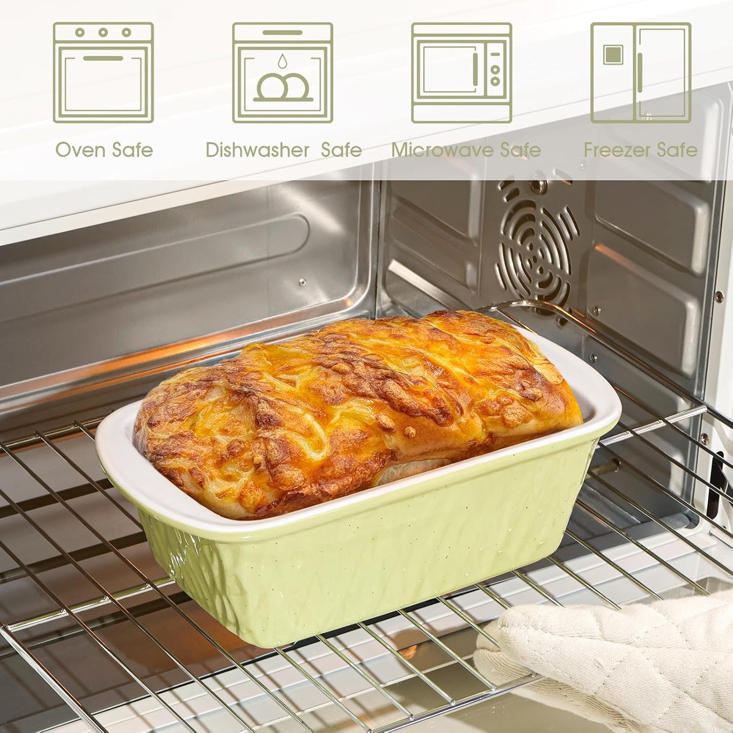 NUTRIUPS 9 x 6 Inch Rectangular Ceramic Loaf Pan for Baking Bread (Yellow)