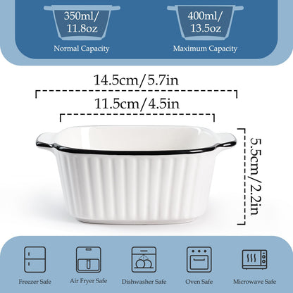 NUTRIUPS 13Oz Ceramic Baking Dishes set of 4 (5.7x4.5x2.2'' )