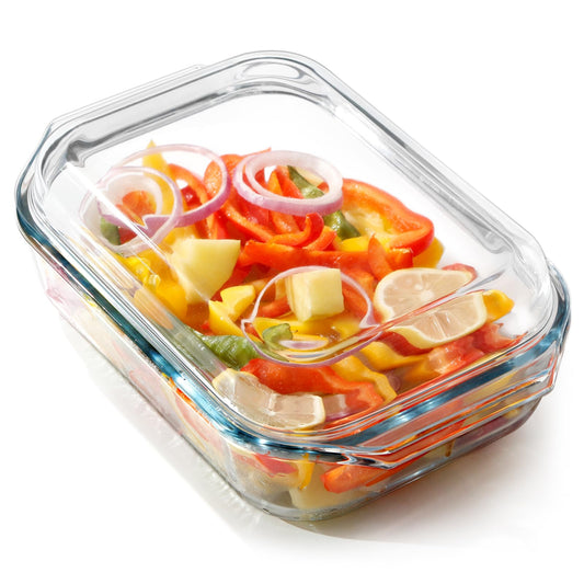NUTRIUPS 2.2QT Rectangular Glass Casserole Dish With Glass Lid (10×7.5in)
