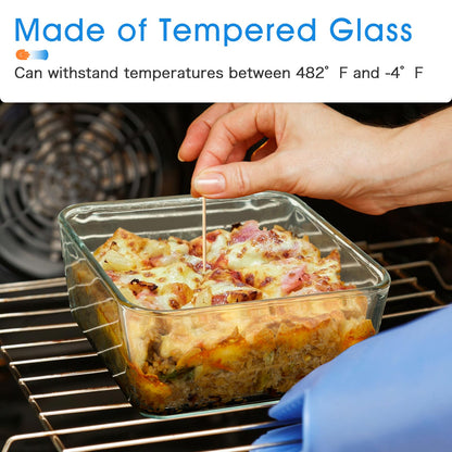 NUTRIUPS 2.6QT Square Glass Baking Dish with Lid (8×8 inches)