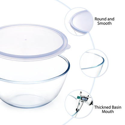 NUTRIUPS 4.7 Quart Large Glass Mixing Bowl with Lid, Deep Big Glass Bowl Large Salad Bowl (Transparent Twilight Purple)