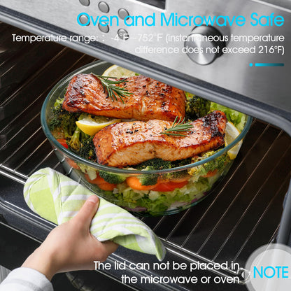 NUTRIUPS 4.7 Quart Large Glass Mixing Bowl with Lid, Deep Big Glass Bowl Large Glas Salad Bowl