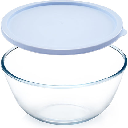 NUTRIUPS 4.7 Quart Large Glass Mixing Bowl with Lid, Deep Big Glass Bowl Large Salad Bowl (Twilight Purple)