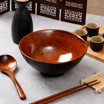 NUTRIUPS Ceramic Ramen Bowl Set of 2, 8 In/40oz (Agate Red)