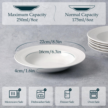 NUTRIUPS 8Oz Small Pasta Plates Set of 6, 8.5'' Wide/250ml