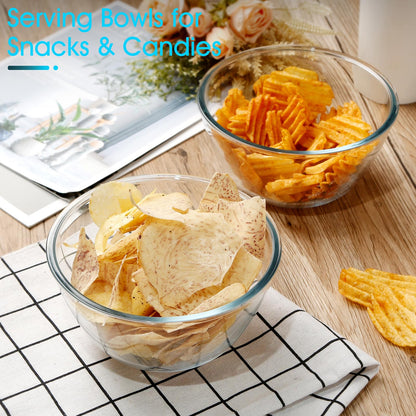 NUTRIUPS Glass Mixing Bowls Borosilicate, 6.1in/35oz, Set of 2