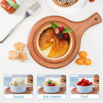 NUTRIUPS Ramekins 14oz Oven Safe Set of 4, Porcelain Pudding Cups for Creme Brulee Souffle, Ceramic Ramekins Set for Baking (Blue, 14oz)