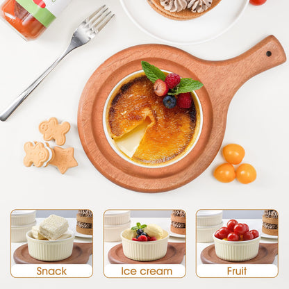 NUTRIUPS Ceramic Ramekins 14oz Oven Safe Set of 4, Porcelain Pudding Cups for Creme Brulee Souffle, Ceramic Ramekins Set for Baking (Light Yellow)