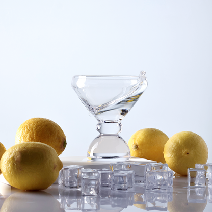 NUTRIUPS Hand-made Stemless Martini Glasses, 7oz Heavy-duty Solid Glass Base Cocktail Glasses, Aroma-Locking Rim Clear Glasses for Home Bar Party Gifts